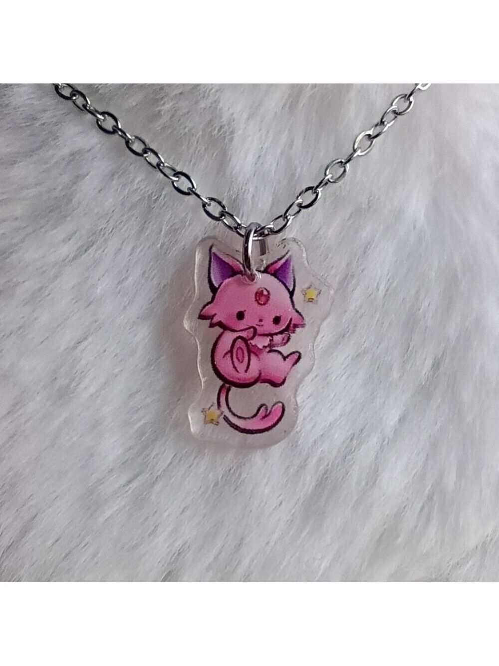 2/$10 Pokemon Espeon Kawaii Handmade Stainless Steel Acrylic Charm Necklace